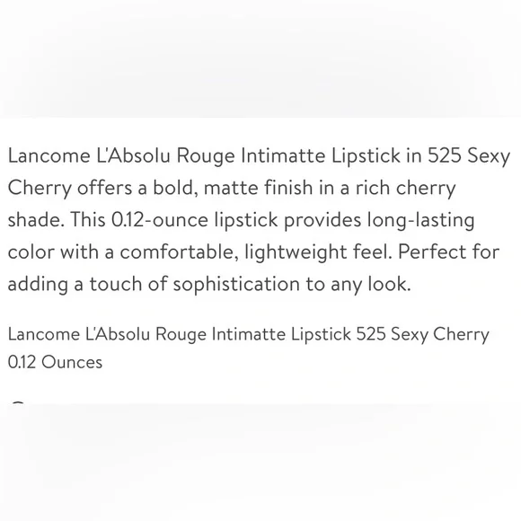 Lancôme #525 sexy cherry L'Absolu Rouge Intimate Matte Veil Lipstick - Picture 6 of 6